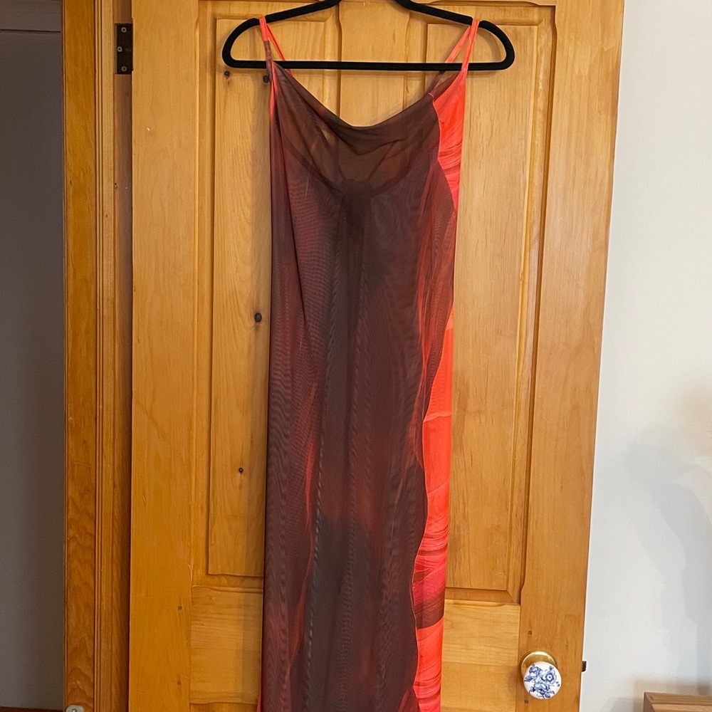 M.  Gorgeous Black and Red Sheer Dress